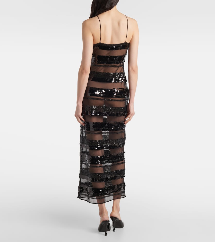 Oséree Sequined striped maxi dress