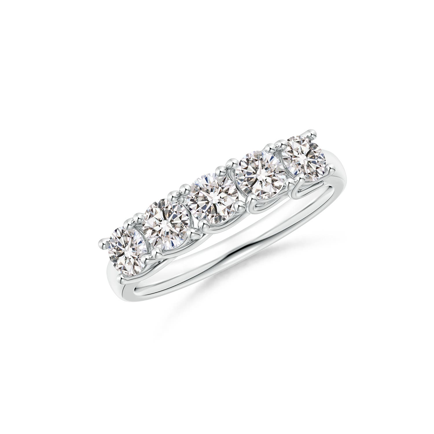 Angara 1.0 Carat Half Eternity Five Stone Diamond Wedding Band in 14K White Gold