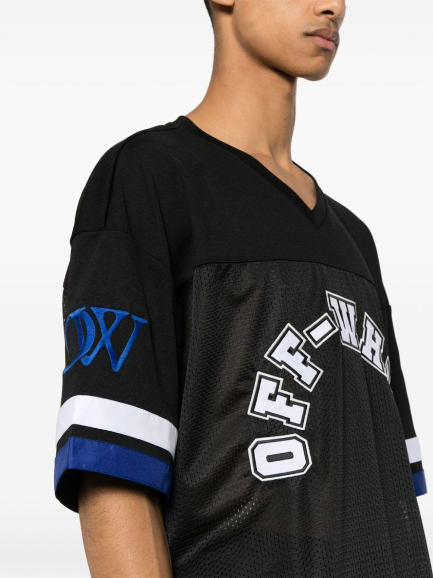 Logo-appliqué panelled T-shirt - 1001 BLACK WHITE