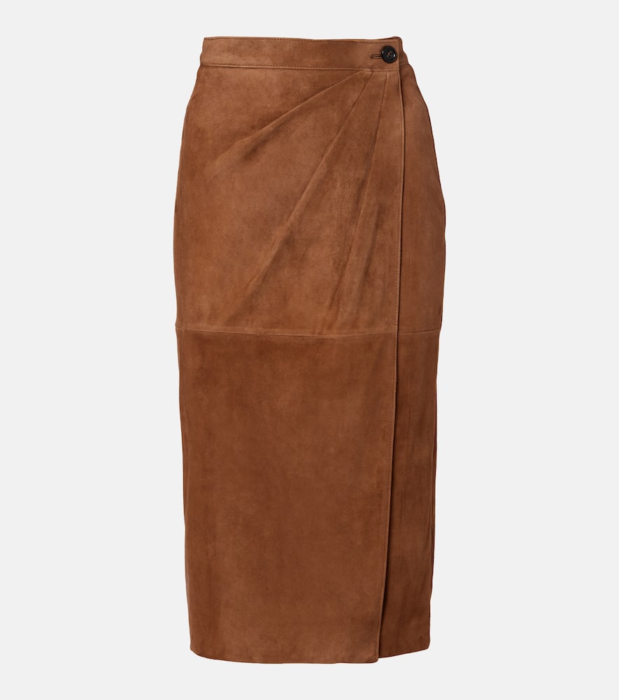 Jerez gathered suede pencil skirt