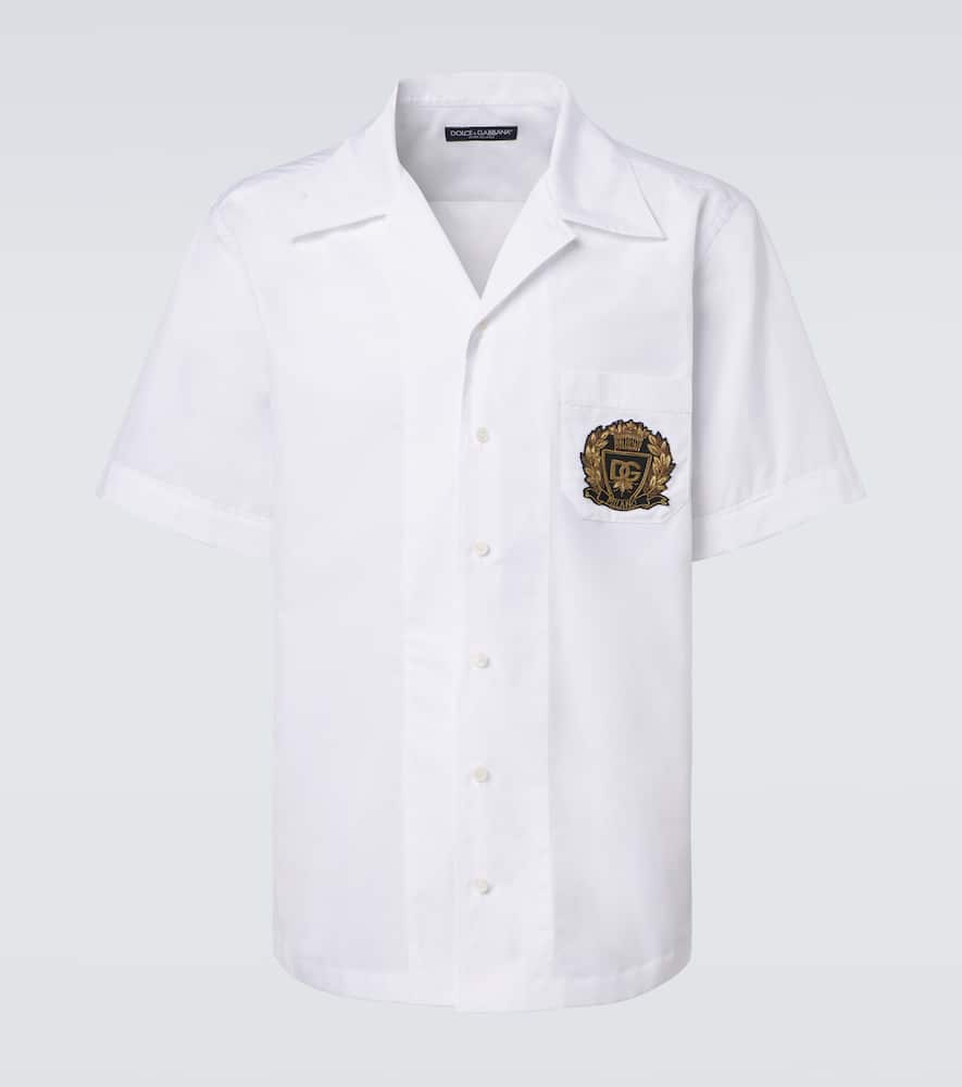 Logo cotton poplin bowling shirt