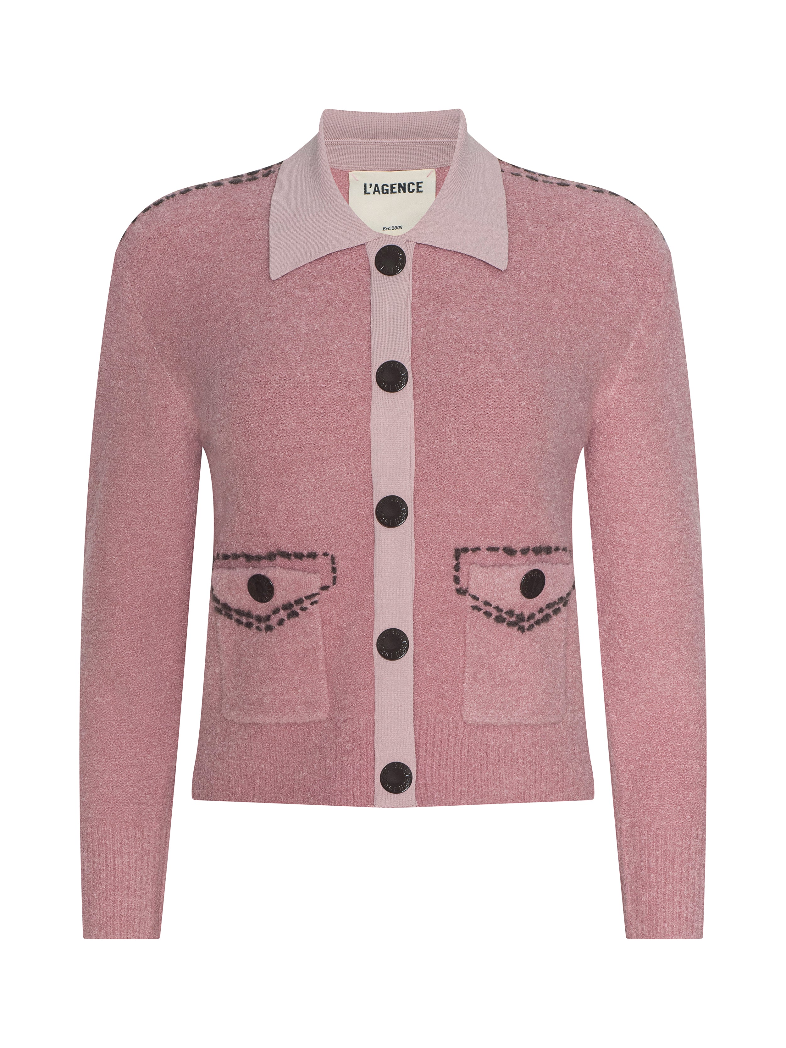 Poetry Cardigan In Mauve Rose/dark Brown