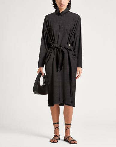 Woman Midi dress Charcoal Size L Viscose