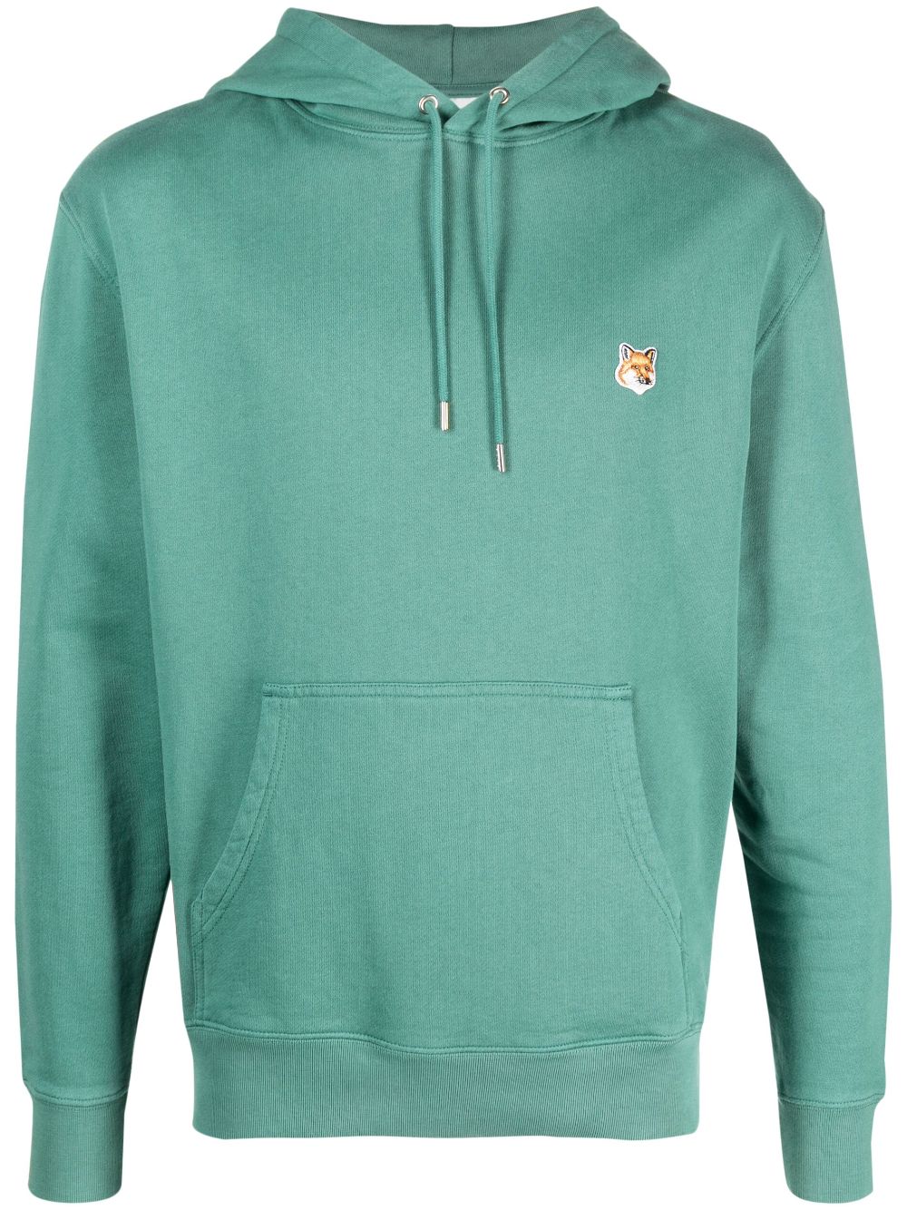 Fox-motif cotton hoodie - Green