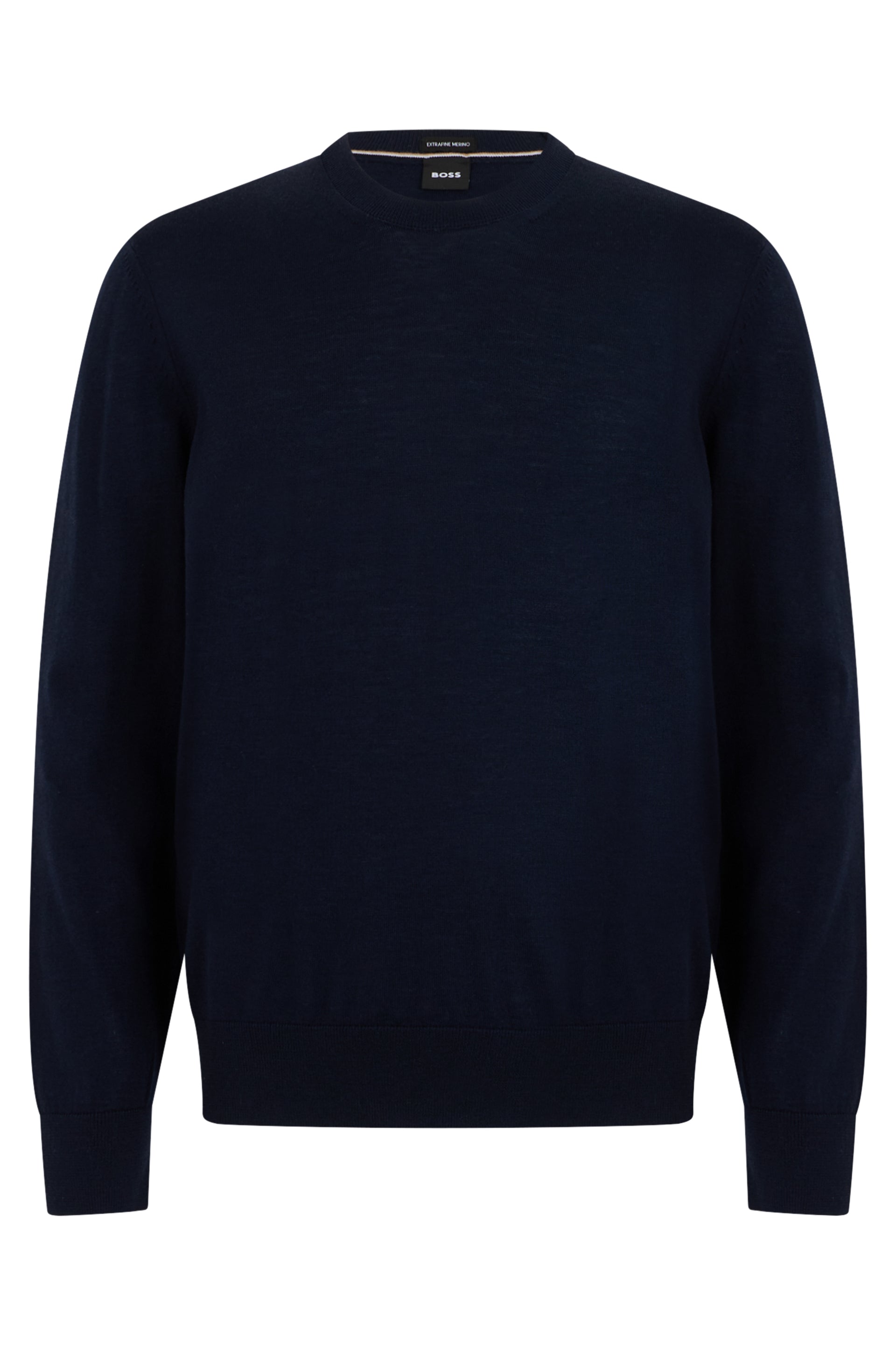 Virgin Wool Crew Neck Sweater — Navy