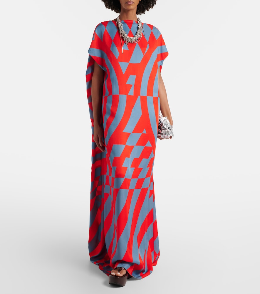 Printed satin maxi dress