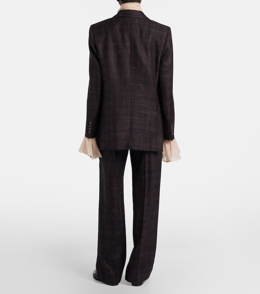 Blazé Milano Fox checked wool and silk wide-leg pants