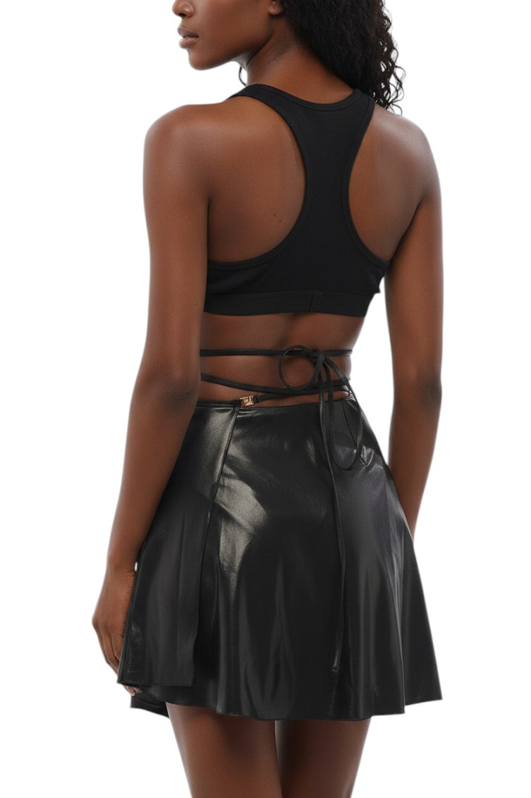 Black Solid Mini Skirt