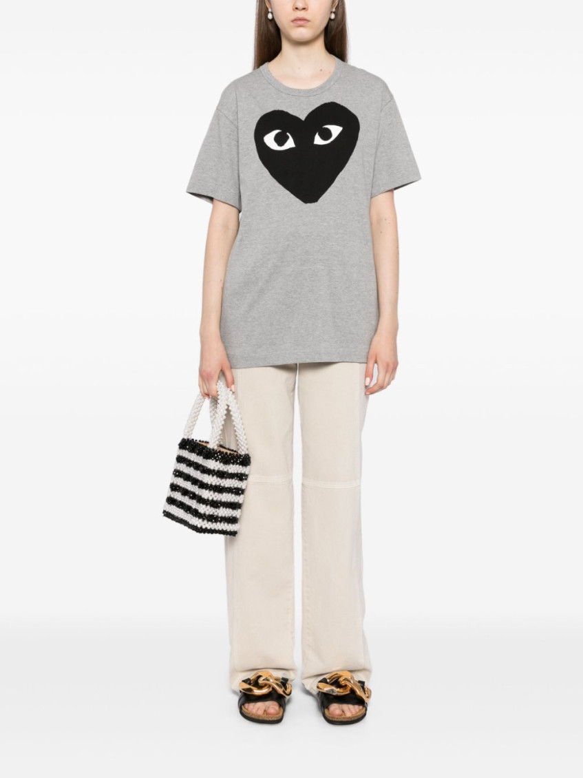 Grey Heart Print T-shirt