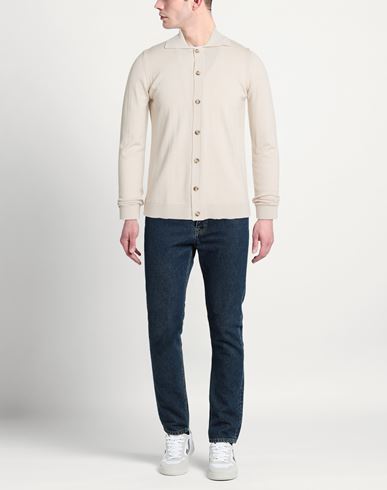 Man Cardigan Beige Size 42 Merino Wool