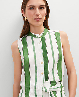 Ann Taylor Striped Linen Tank Top