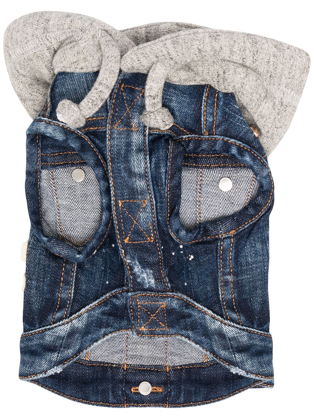 Denim patch hooded jacket - Blue