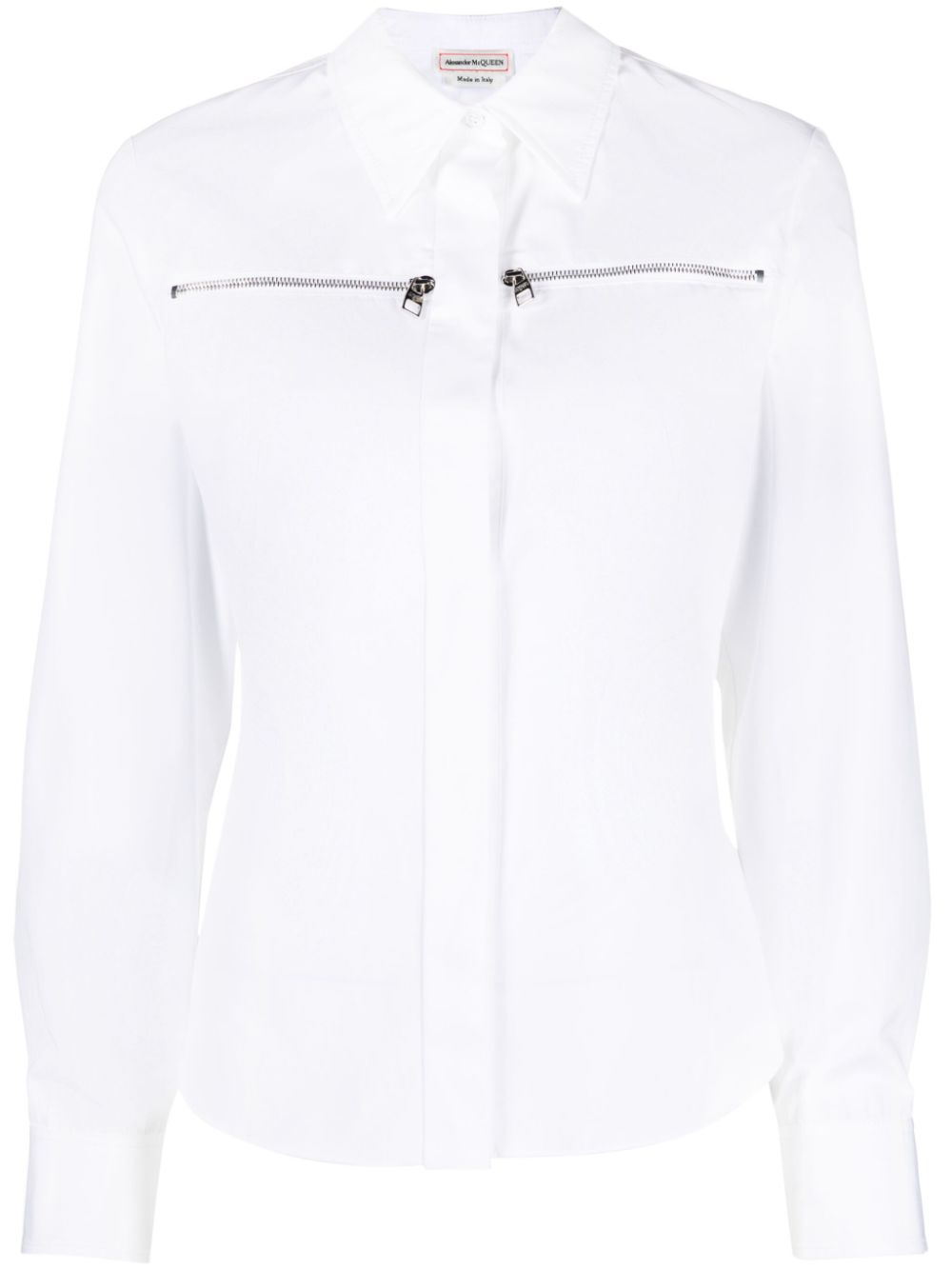 Zip-embellished cotton shirt - White