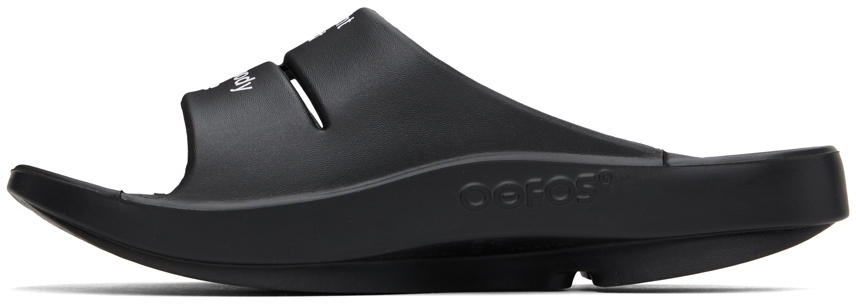 TAKAHIROMIYASHITA TheSoloist. Black OOFOS Edition Pool Slides