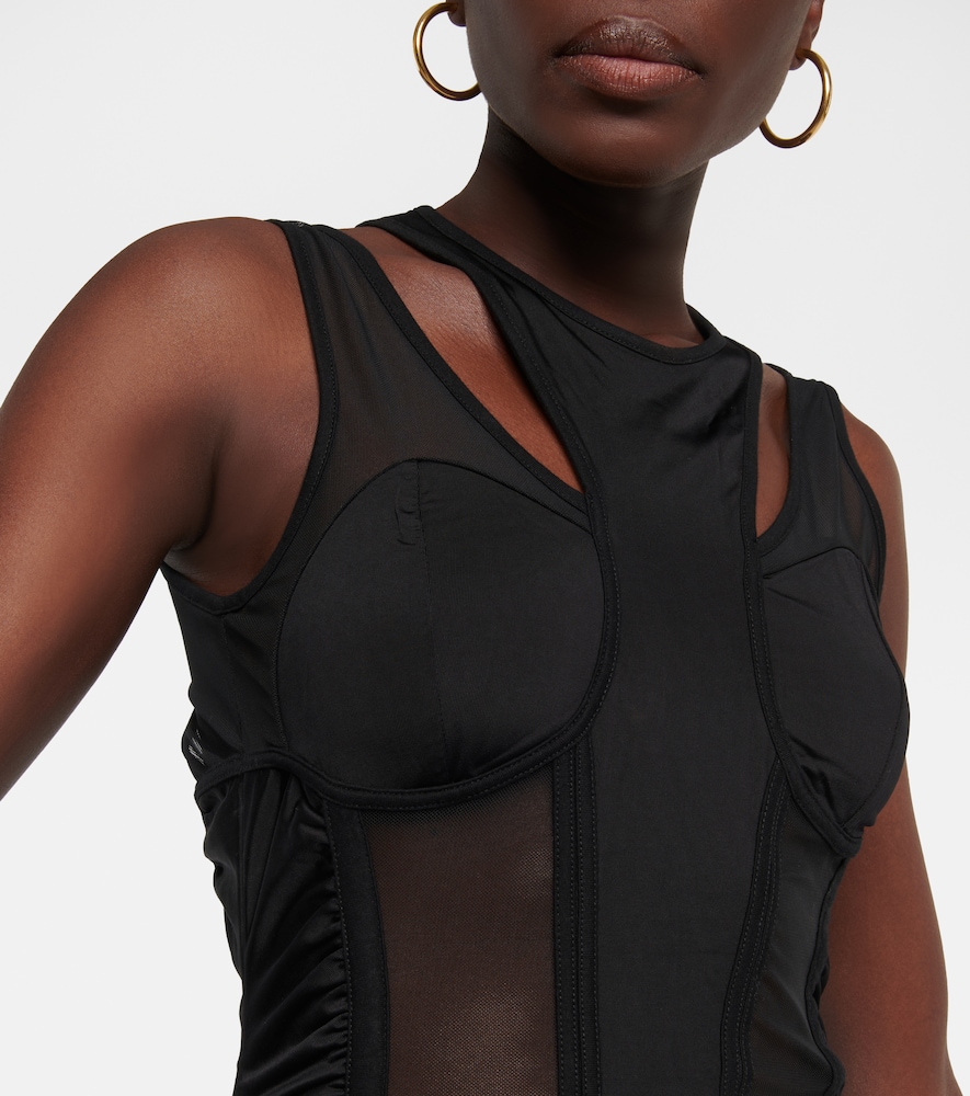 Cutout tulle bodysuit