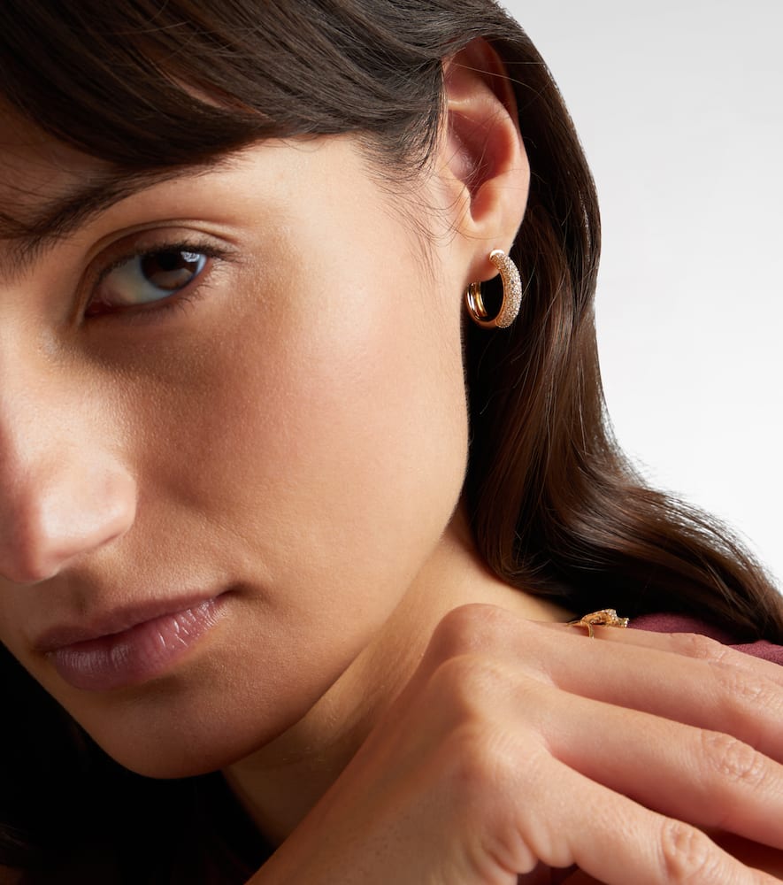 Keepsake 14kt gold huggie earrings with diamonds