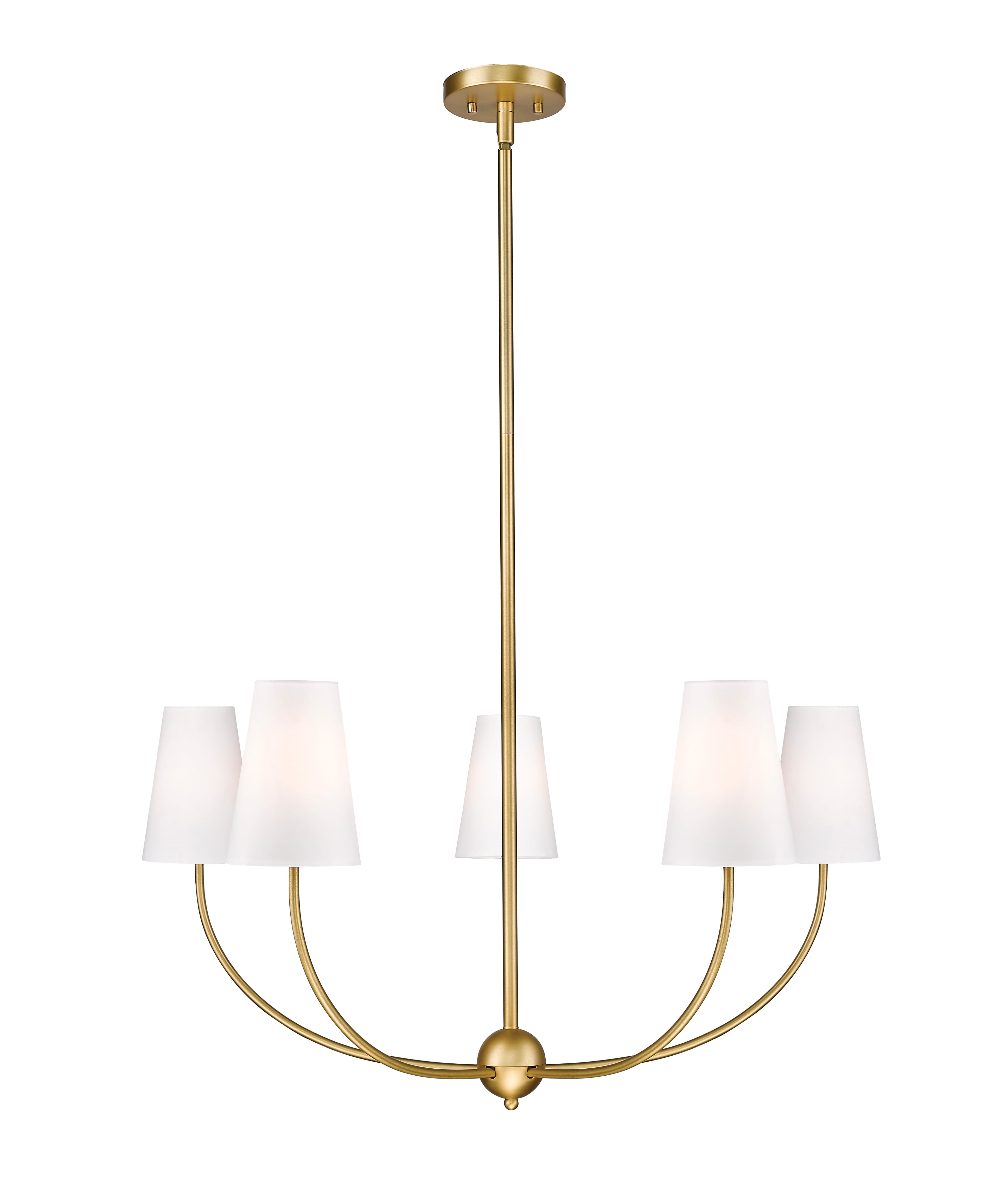 Rubbed Brass Five Light Chandelier from the Shannon Collection