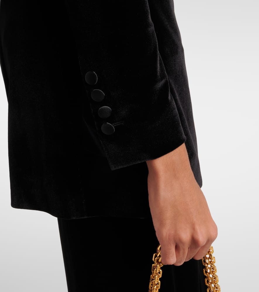 Double-breasted velvet blazer