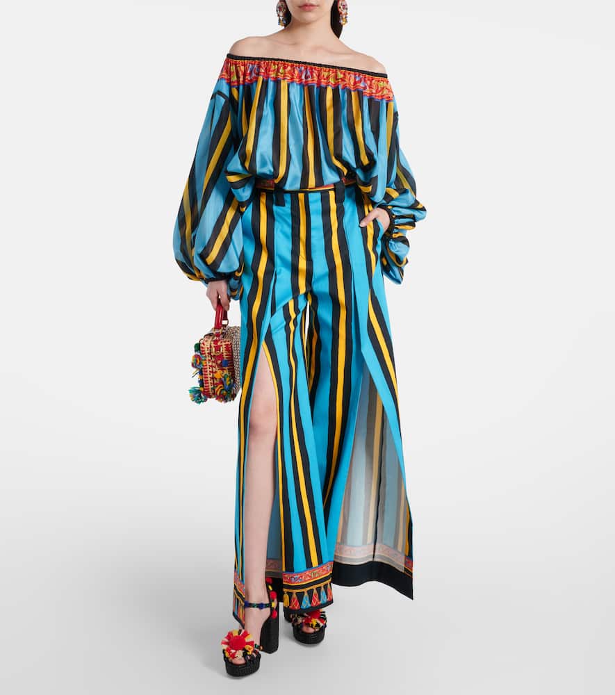 Striped wide-leg pants