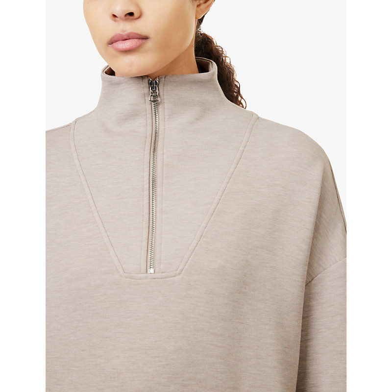 Womens Taupe Marl Hawley Relaxed-fit Stretch-woven Sweatshirt XS