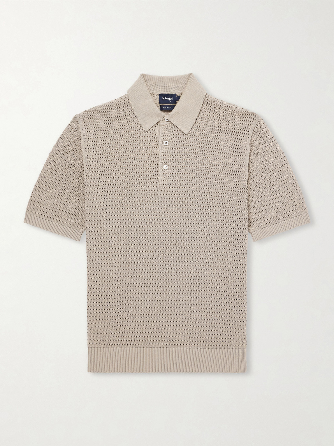 Mesh-Knit Cotton Polo Shirt