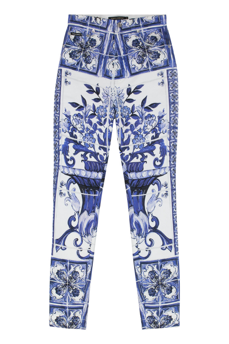 Majolica-print skinny jeans