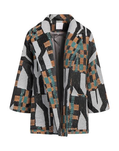 Stella Jean Woman Jacket Light grey Size 2 Wool, Polyamide, Polyester, Cotton