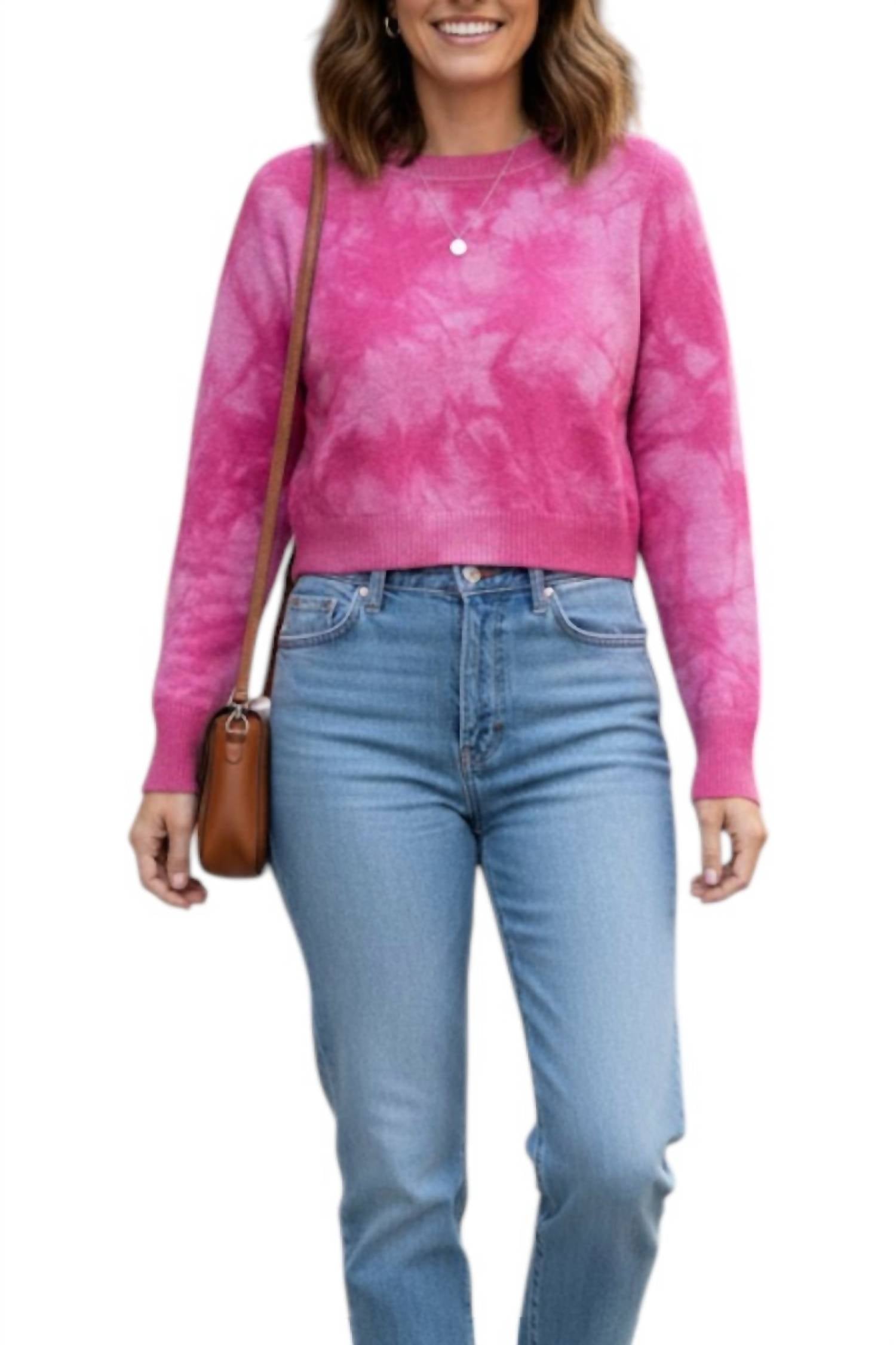 Long Sleeve Crop Crewneck Top In Parfait
