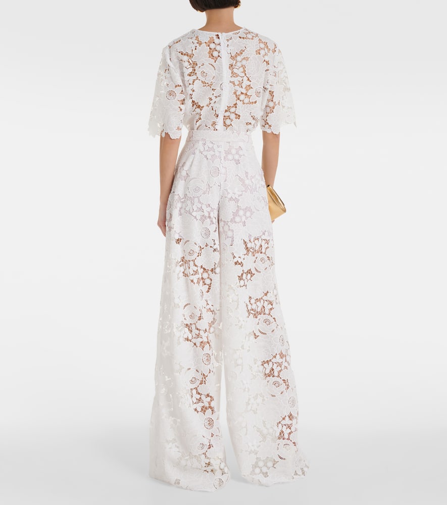 High-rise wide-leg lace pants