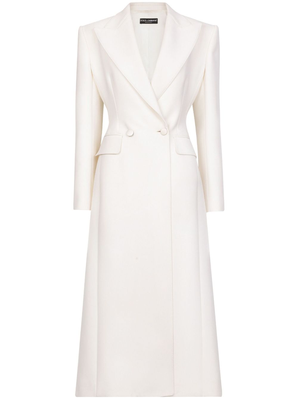Double-breasted long coat - White