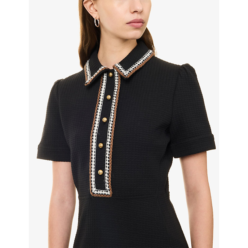 Womens Textured Fit-And-Flare Jersey Midi Dress