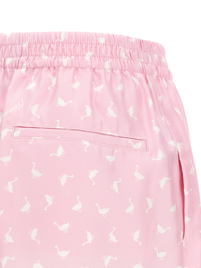 Moschino - pleated shorts bird print button detai