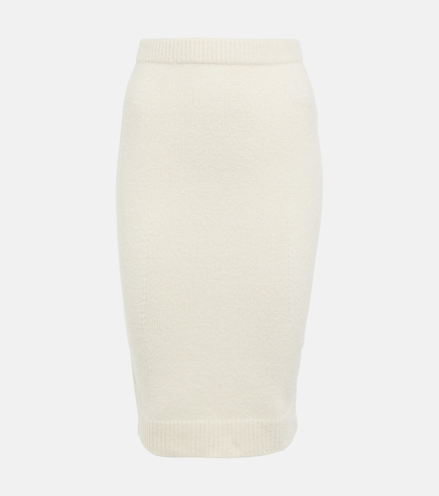 Knitted cotton-blend midi skirt