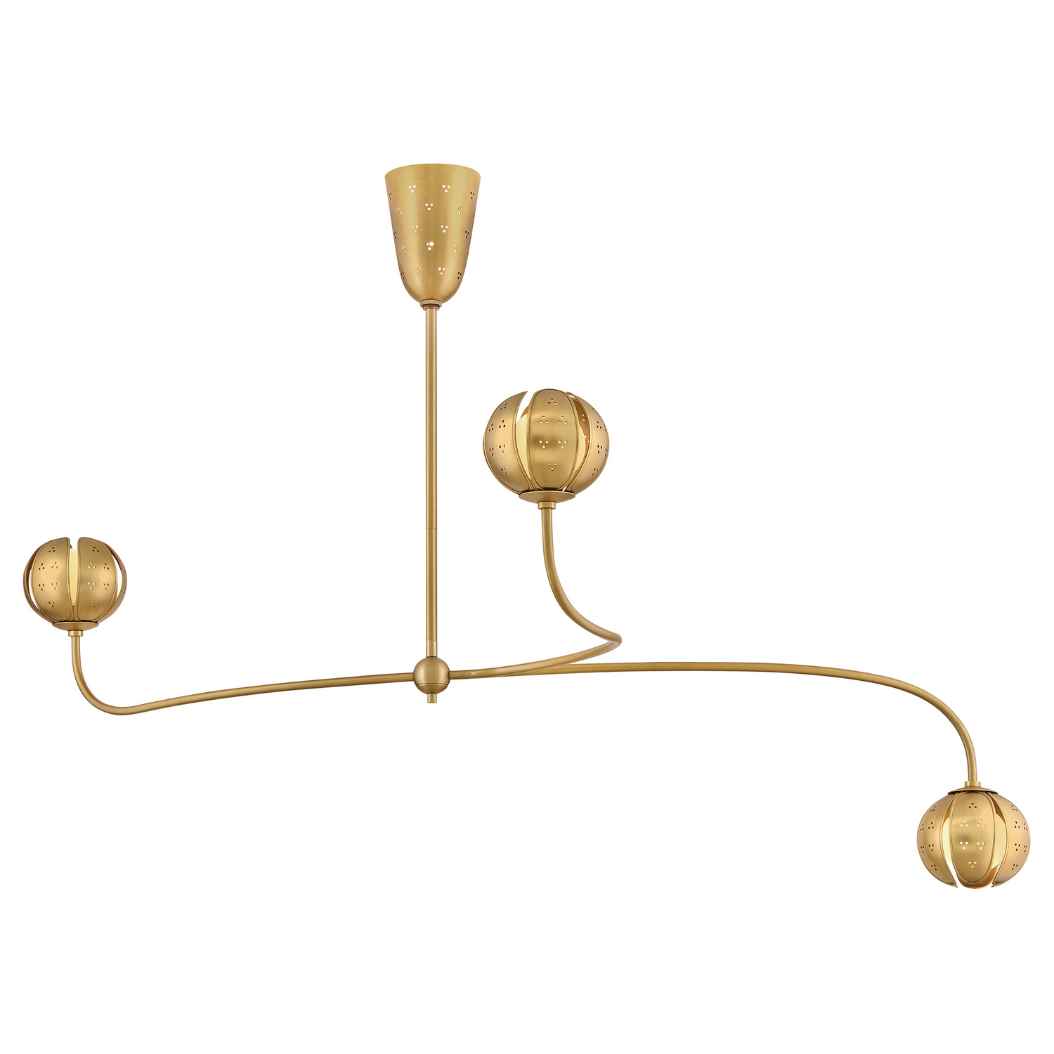 Unlacquered Brass LED Chandelier from the Anthos Collection