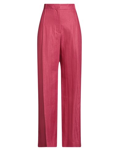 Woman Pants Magenta Size 4 Linen, Polyamide