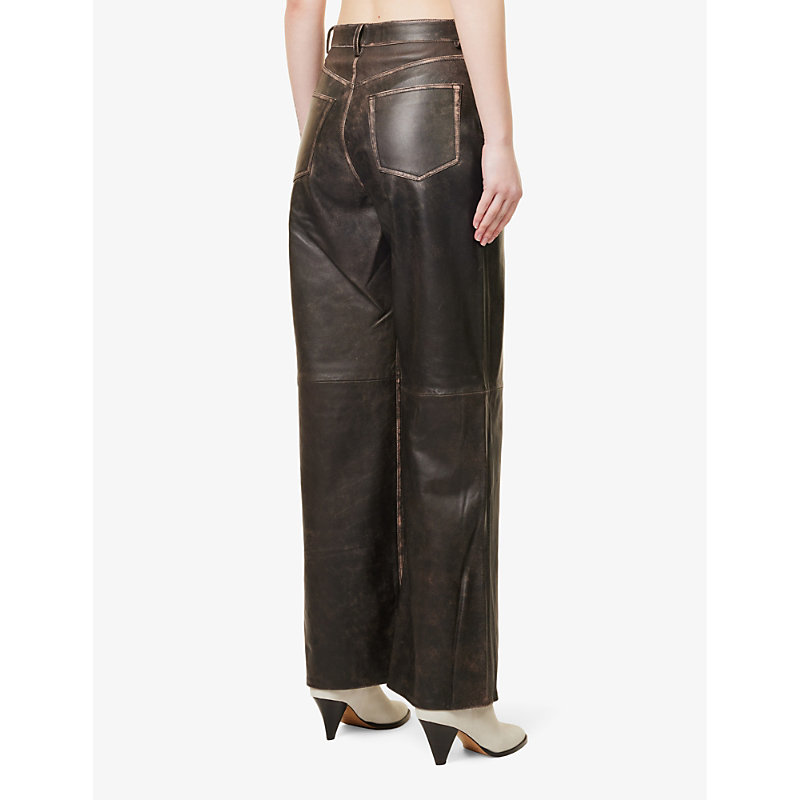 Womens Pit Stop Veda Mid-rise Wide-leg Leather Trousers