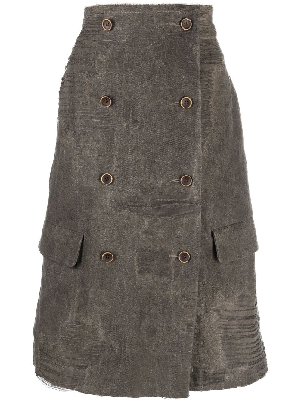 Oversized distressed double-breasted top - Grey