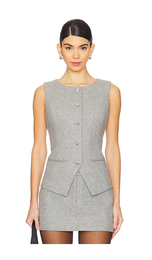 Line & Dot Damson Vest in Grey. -  S also in
