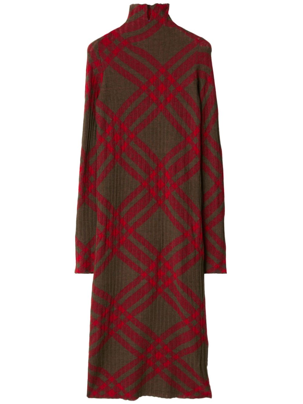 Checkered wool blend shift dress - Green