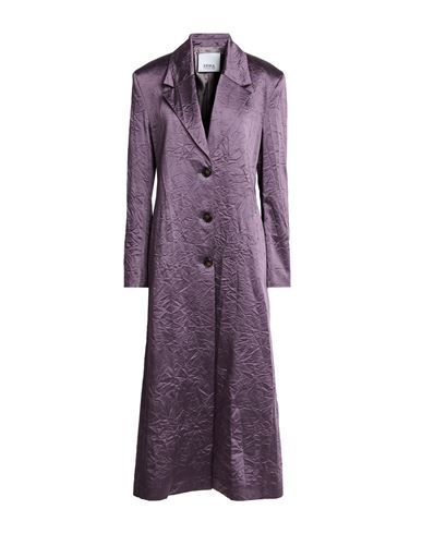 Woman Overcoat & Trench Coat Purple Size 10 Cotton, Acetate