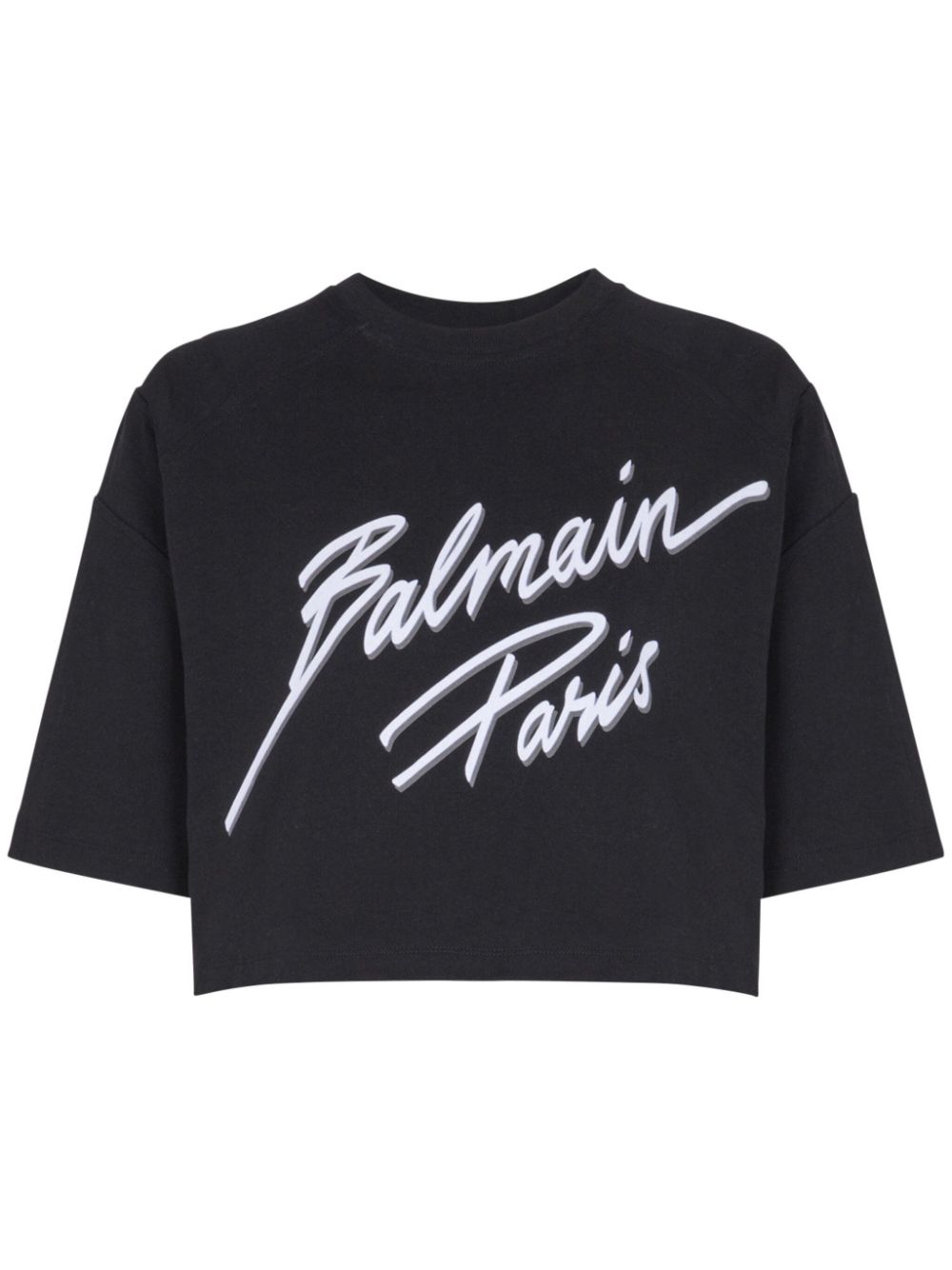 Logo-flocked cropped T-shirt - White