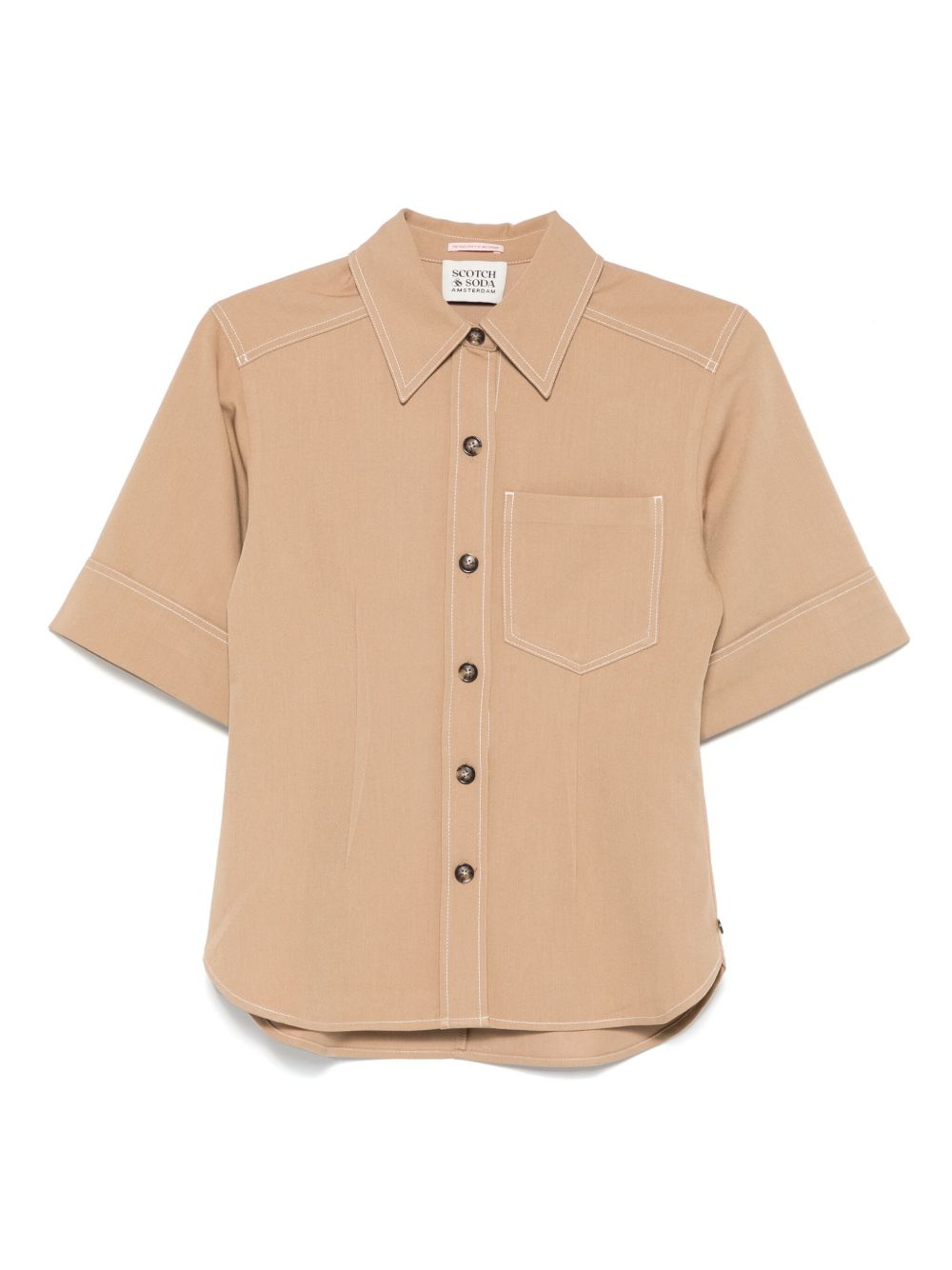 Gabardine-weave shirt - Brown