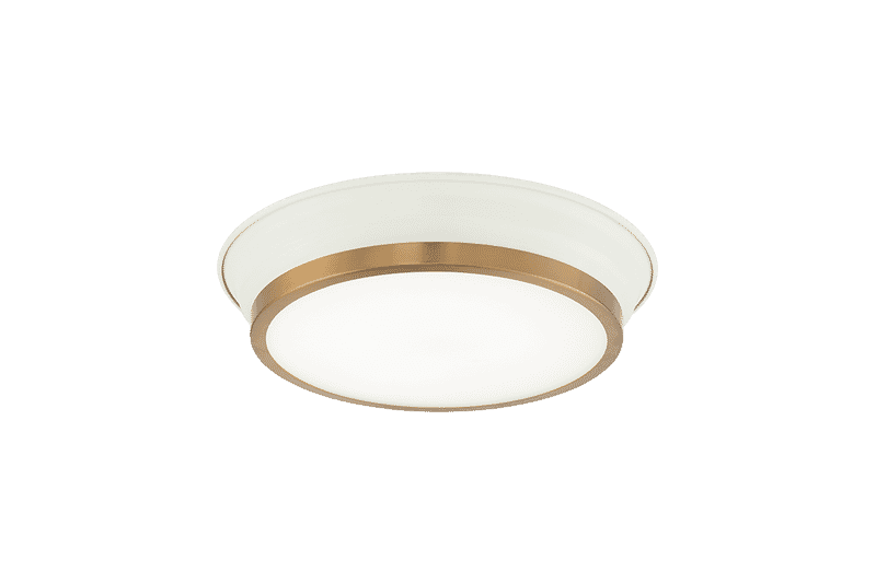 White Aged Gold Brass One Light Ceiling Mount from the Jaxx Collection