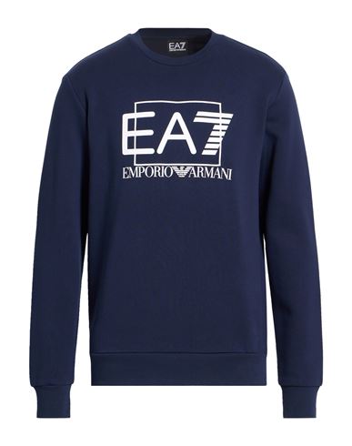 Man Sweatshirt Navy Size 3XL Cotton, Elastane