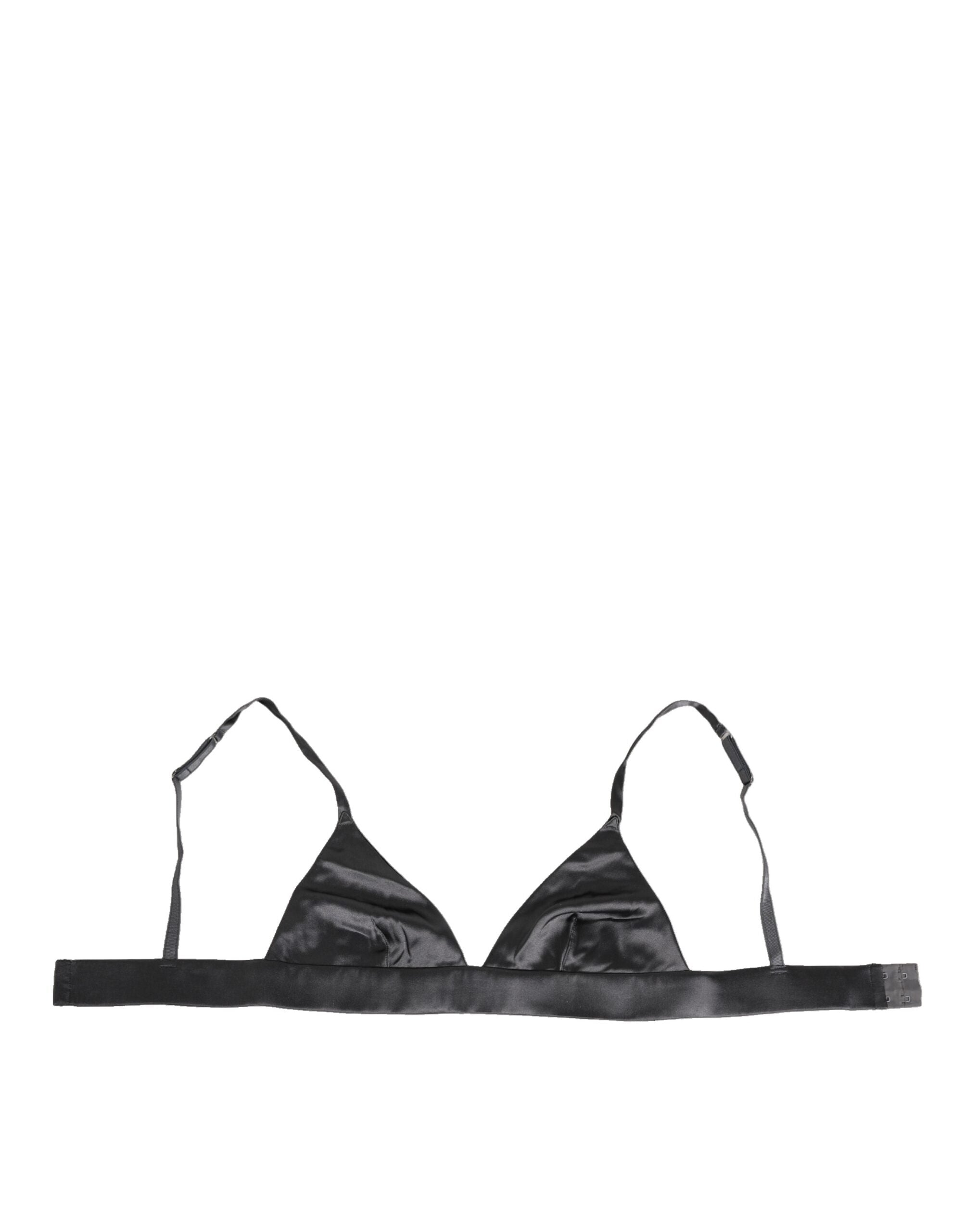 Silk Satin Triangle Soft Cup Bra — Black