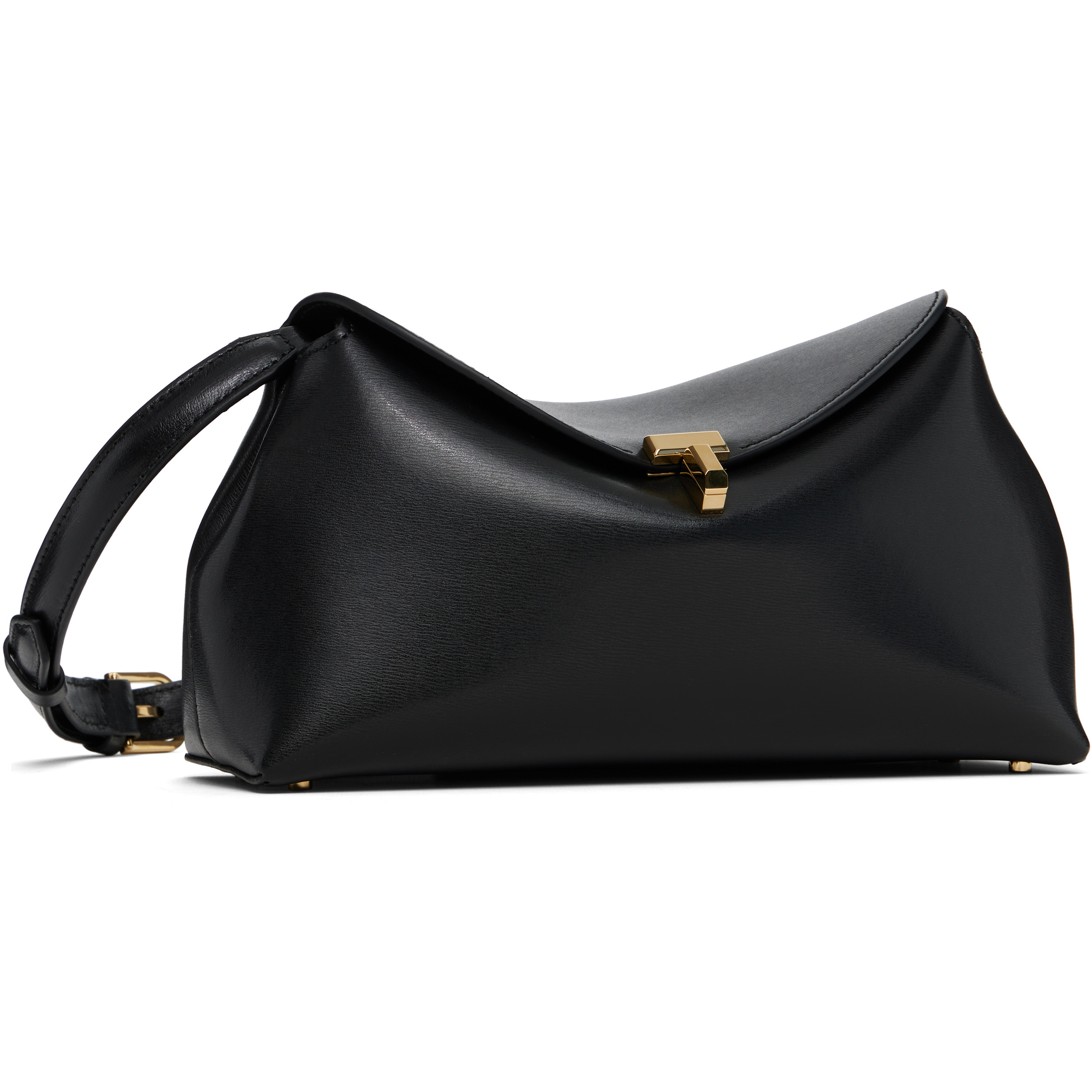 Black T-Lock Leather Clutch