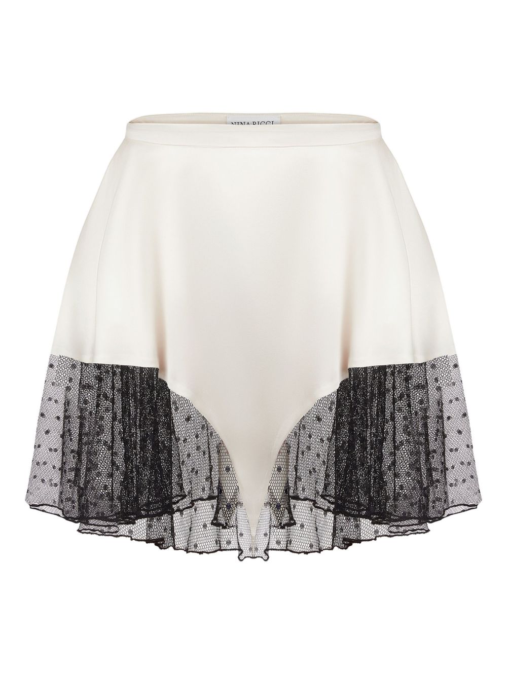 Satin lace-trimmed mini skirt - Neutrals