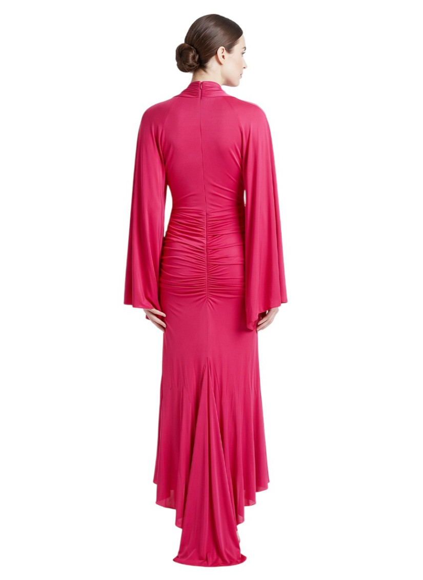 Blumarine - jersey dress asymmetric hem draped neckline