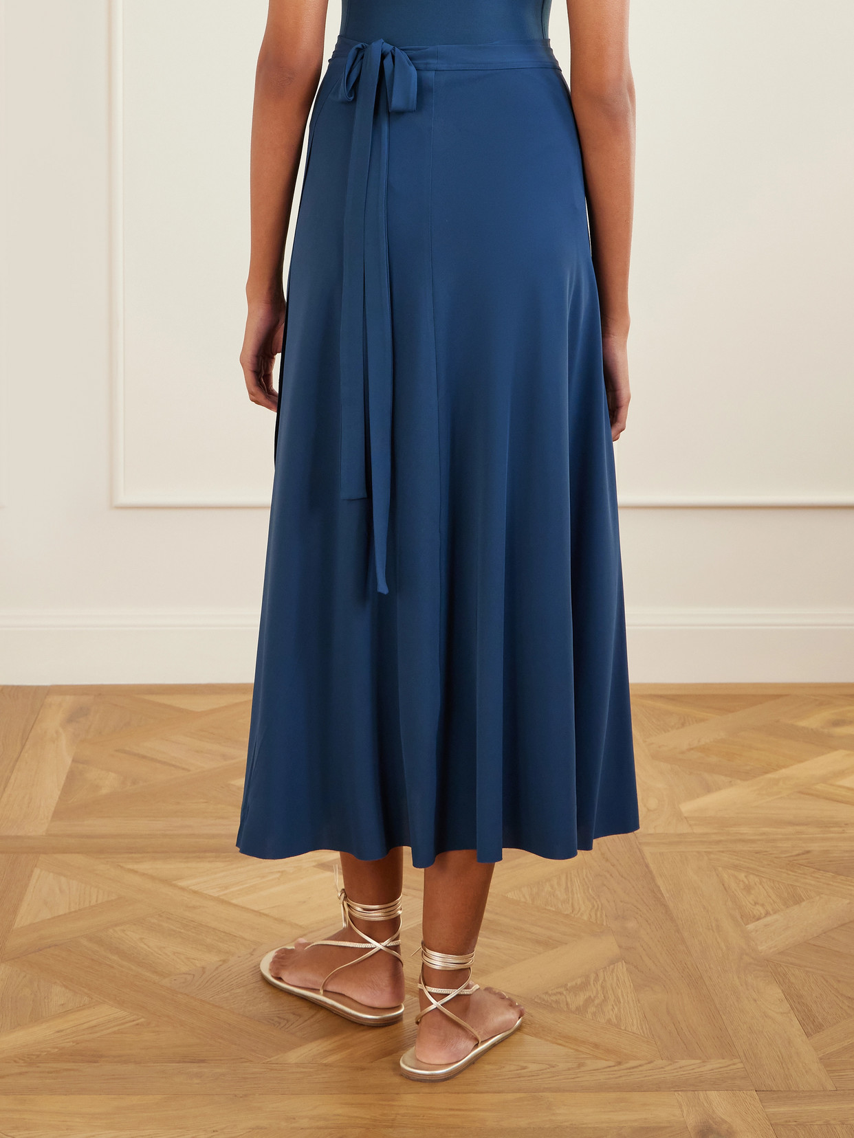 Julieta Stretch-jersey Wrap Midi Skirt - Navy