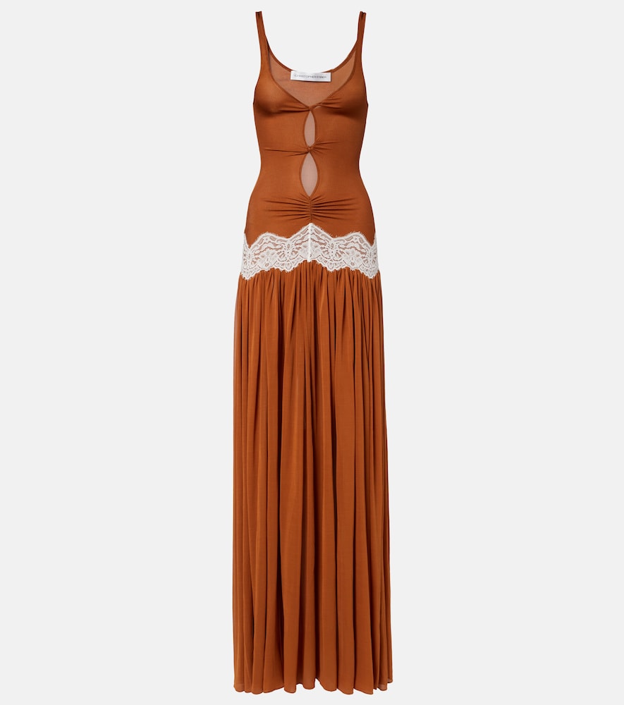 Cutout lace-trimmed gown